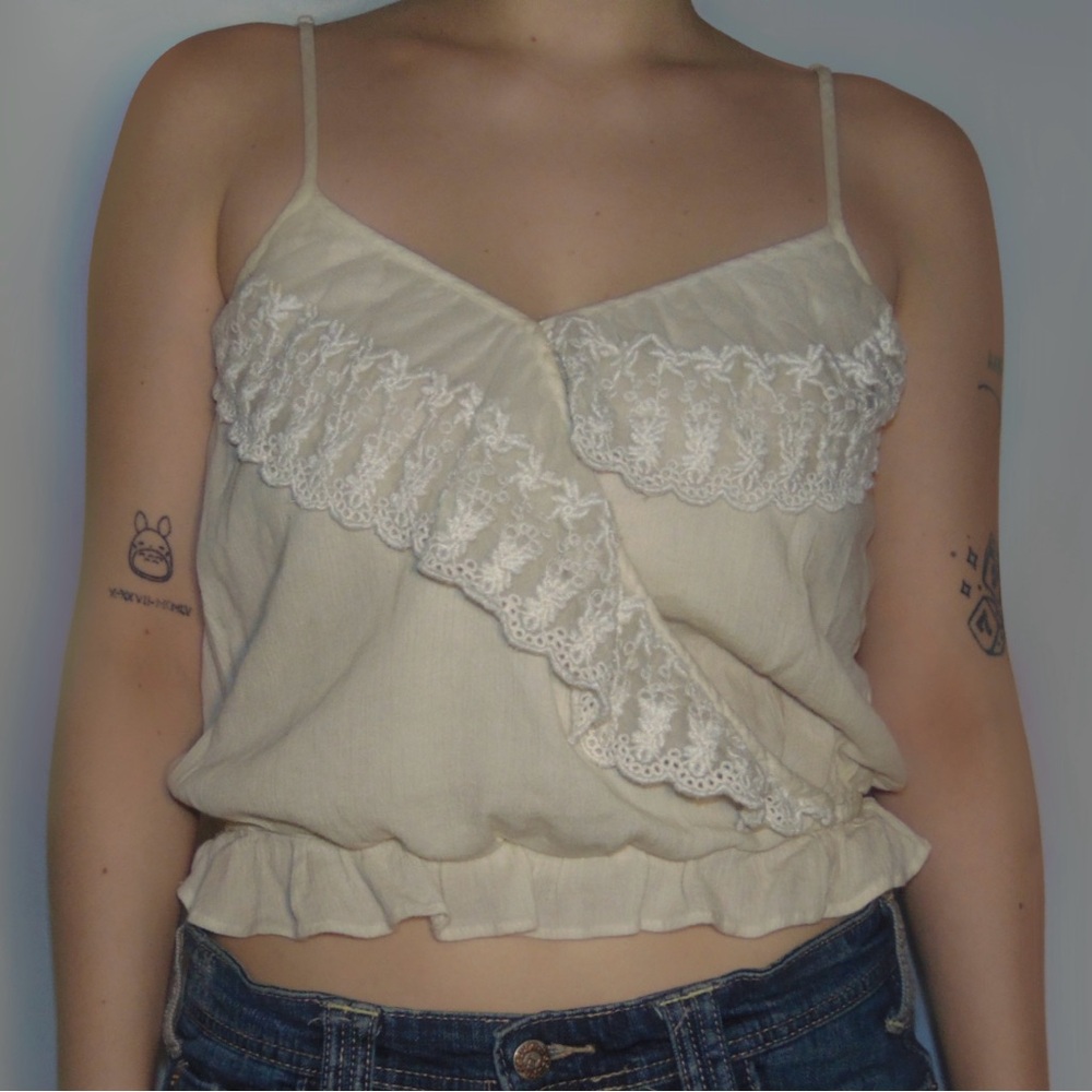 Cream lace American eagle cami tank top